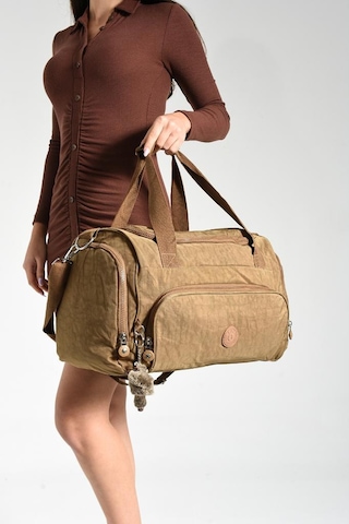 Unisex Kabin Boy Çapraz Askılı Omuz Çantası Seyehat Spor Çantası Hafif Klinkır Kumaş 40 25 Cm Taba