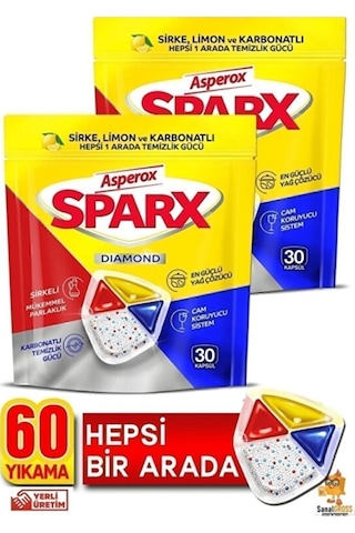 Asperox Sparx Bulaşık Makinesi Kapsülü 30'lu X 2 Paket 60 Yıkama