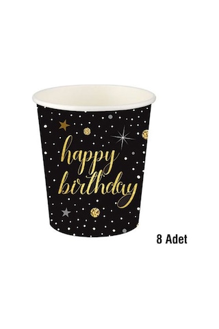 Roll-up Karton Bardak Işıltılı Doğum Günü 8 Li