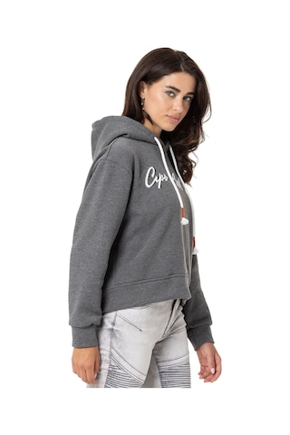 Cipo & Baxx Kadın Basic Grafik Baskılı Uzun Kollu Sweatshirt Wl351 Antrasit