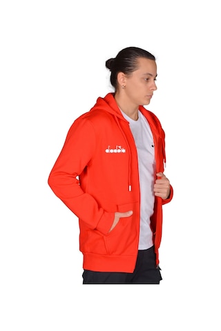 Diadora İmola - Erkek Kırmızı Pamuklu Tam Fermuarlı Sweatshirt Kırmızı