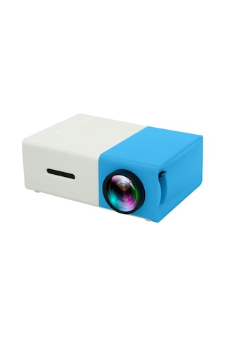 Vkemall Yg300 Led Projeksiyon Cihazı, 400-600 Lümens, 24-60 İnç Ekran, Dışarıda Taşınabilir, Manuel Odaklama, Mavi-beyaz, Avrupa Standartı