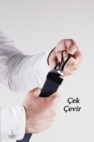 Parscraft Hakiki Deri Çift Taraflı Erkek Kemer 4 Cm Lacivert - Siyah Lacivert