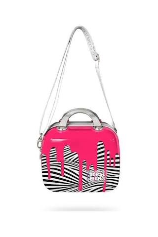 Coral High Pembe Siyah Beyaz Desenli Omuz Askılı Pc Makyaj Çantası 16902