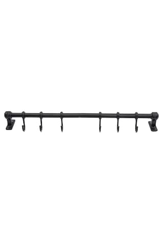 Duvara Monte Edilen 6 Kancalı Fincan Ve Kaşık Askısı Siyah 50cm Metal Gri Diğer