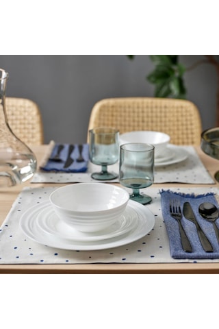 Ikea Favorısera Temperli Opal Cam 4 Kişilik 12 Parça Yemek Takımı 15-25 Cm Beyaz Yuvarlak