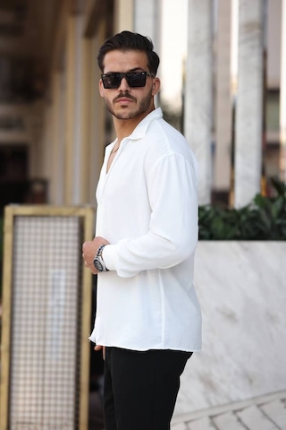 Tex Republic Erkek Beyaz Rahat Kesim Dokulu Oversize Salaş Aerobin Gömlek Beyaz