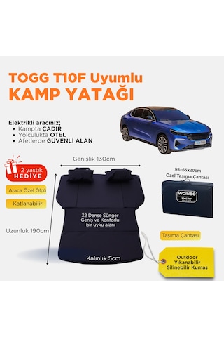 Togg T10f Uyumlu Araç Kamp Yatağı Siyah Togg T10f Uyumlu Araç Kamp Yatağı Siyah