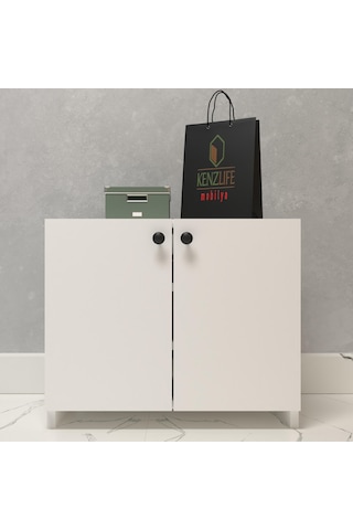 Kenzlife Kapaklı Ayakkabılık Bosnevi Mat Beyaz Suntalam 050 080 30 Oniki Çift Ayakkabı Kapasitesi Arkalıksız Beyaz