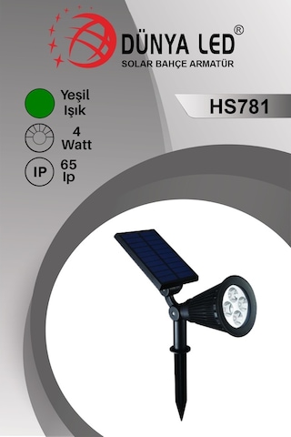 Hs.781-Y 7W Solar Bahçe Armatür Yüksek Lümen Yeşil Işık Rengi (548338389) Diğer