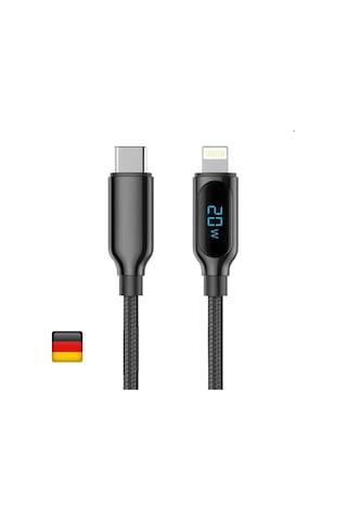 Woyax By Deji Apple iPhone Uyumlu 6 7 8 X XS 11 12 13 14 Pro Max Plus - Type-C Örgülü Dijital Göstergeli Şarj Kablosu