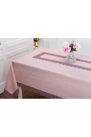Finezza Jena Lüx Dantelli Simli Keten Kumaş Pudra Masa Örtüsü  160x220 cm-1471