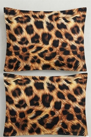 More Home %100 Pamuklu 5d Kapaklı Yastık Kılıfı 2 Adet 50 X 70 Cm -leopar Postu Çok Renkli