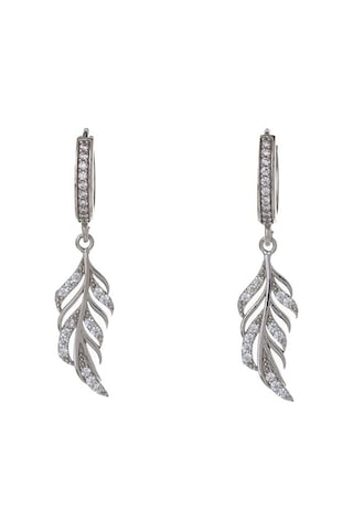 Yaprak Model-2 925 Ayar Gümüş Zirkon Taşlı Kadın Küpe Gümüş