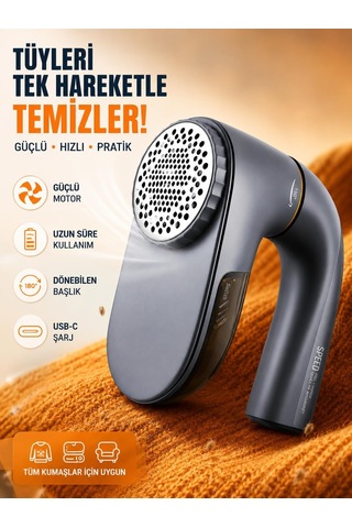 Şarjlı Tüy Toplama Makinesi 9000 Rpm, 2000mah Usb-c Şarjlı Kumaş Tüy Temizleyici, 180 Katlanabilir Başlık, 2 Diğer