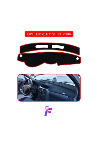 Opel Corsa C 2000-2006 Torpido Örtüsü Güneşten Korur Kolay Montaj Tam Uyum Tam Koruma T39 Kırmızı