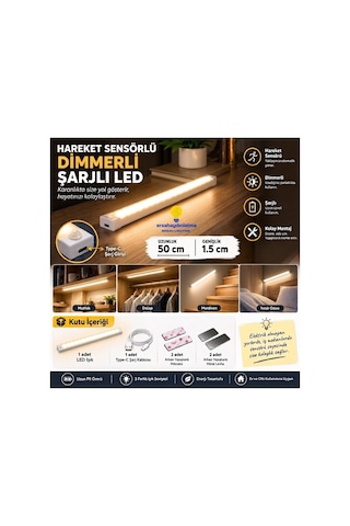 Hareket Sensörlü Led Işık 50 Cm Gün Işığı