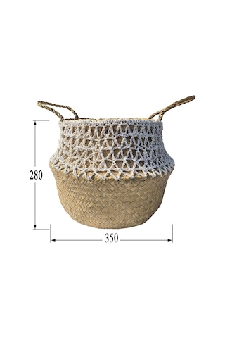 Koçtaş Dantel Detaylı Hasır Sepet 35 x 35 x 28 CM Bej