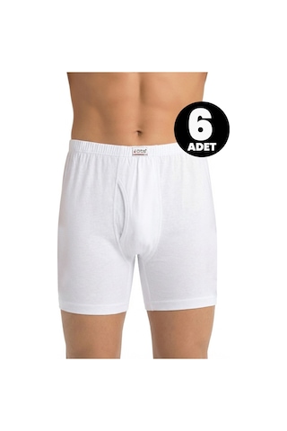 Öts Erkek 6 Lı %100 Pamuk Boxer Süprem Nefes Alan Doku 2620-6 Beyaz