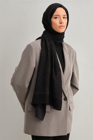 Armine Tencel İpek Kaligrafi Desen Şal 01 Siyah