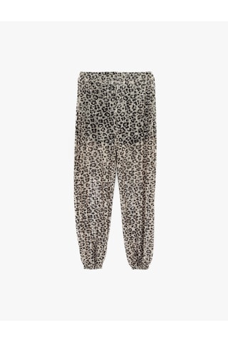 Koton Yüksek Bel Astarlı Yarı Transparan Leopar Desenli Harem Pantolon Bej Desenli 6sak40008uk Ekru