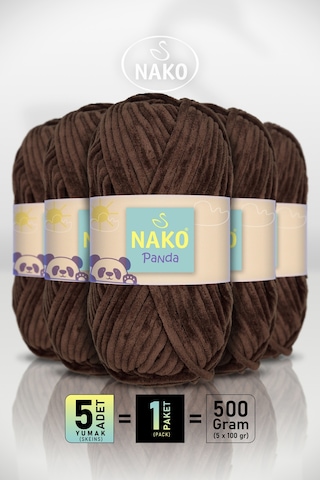 Panda - Koyu Kahve 3105 - 5'li Paket - 100gr/120m - Kadife El Örgü İpi - Amigurumi Punch İpi Panda - Koyu Kahve 3105 - 5'li Paket - 100gr/120m - Kadife El Örgü İpi - Amigurumi Punch İpi