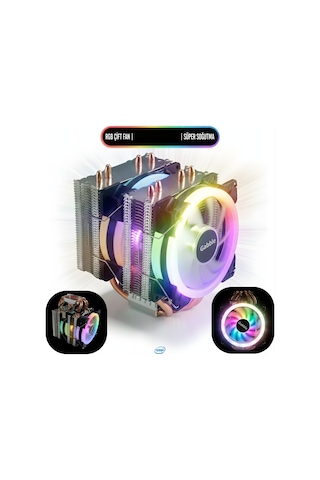 Gabble Cool Storm T90 Rgb Çift Fanlı İşlemci Fanı - Intel Uyumlu Kule Tipi Cpu Soğutucu
