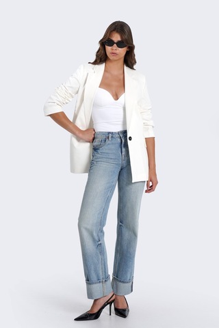 Thalure Kadın Beyaz Keten Blazer