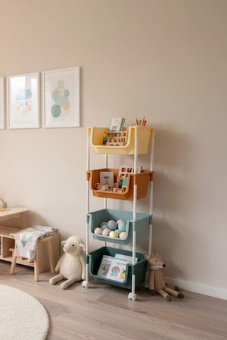 4 Katlı Tekerlekli Oyuncak Dolabı,mutfak Rafı , Banyo Rafı-düzenleyici Organizer Çok Renkli