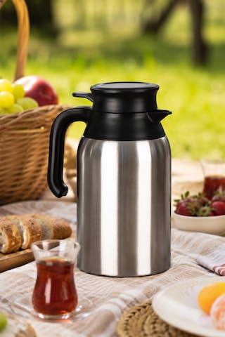 Porsima 2088 Çift Katmanlı Paslanmaz Çelik Termos Çay Termosu Su Termosu 2lt Inox - Siyah