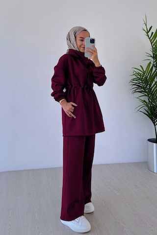 Kahijab Tasarım Yaka Scuba Takım - Bordo Bordo