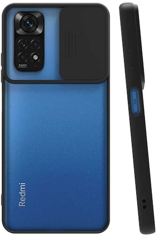 Kilifone - Redmi Note 11 Pro 5g Uyumlu - Kılıf Slayt Sürgülü Arkası Buzlu Lensi Kapak - Siyah
