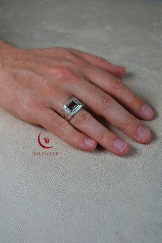 Erkek Taşlı Motifli Metal Yüzük, Şık Tasarım 40'lı Kutu Çok Renkli