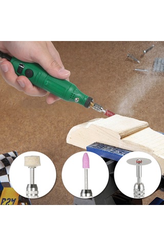 Geeroyoo 12v Mini El Taşlama Seti, 24 Parça Aksesuarlı, 5000-15000 Rpm Hız Ayarlı, Yeşil, Eu Fişli