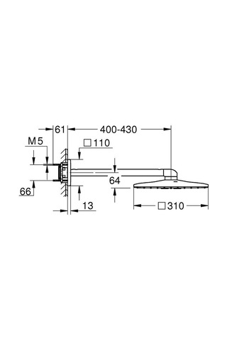 Grohe Rainshower Smartactive 310 Cube Tepe Duşu Seti 430 Mm, 2 Akışlı - 26479a00 Antrasit