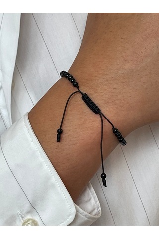 14 Ayar Altın Top Altın Detaylı Onix Taşlı Altın Bileklik Altın