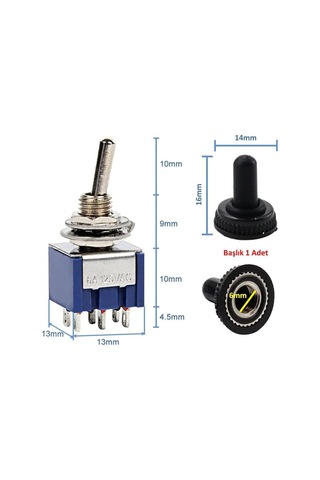 Alkatronik Mts-203 Mini Toggle Çift Anahtar 3a 250v On/off/on 6 Pin 3 Pozisyon