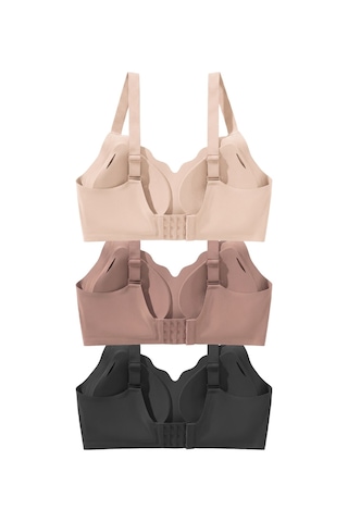 Cottonhill Seamless Bra - Smooth Lazer Kesim Balensiz Ayarlanabilir Askılı Dikişsiz Kadın Sütyen 3'lü Paket Çok Renkli