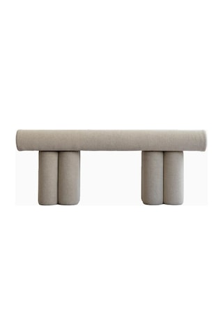 101 Copenhagen Hiro Keten, Minimalist Dekoratif Tasarım Bench Dikdörtgen Puflar Bej