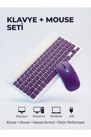 Tablet Ve Bilgisayar İçin Kablosuz Bluetooth Klavye Ve Dongle Lı Mouse Seti Tablet Ve Bilgisayar İçin Kablosuz Bluetooth Klavye Ve Dongle Lı Mouse Seti