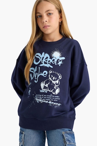 Defacto Kız Çocuk Oversize Geniş Kalıp Bisiklet Yaka Baskılı Sweatshirt E6755a825aunv241 Lacivert