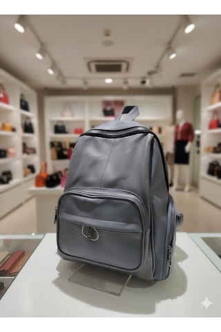 Newish Polo Donna Model Sırt Çantası-yıkama Suni Deri Gri