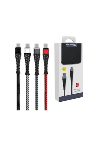 Konfulon S61 Micro Usb Kablo 1.2m 2.1a - Kırmızı Diğer