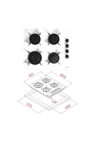 Teka Chef 6 HAK 625 WH - GBE 64002 KBC WH - ATV 60 WH Beyaz Ankastre Set