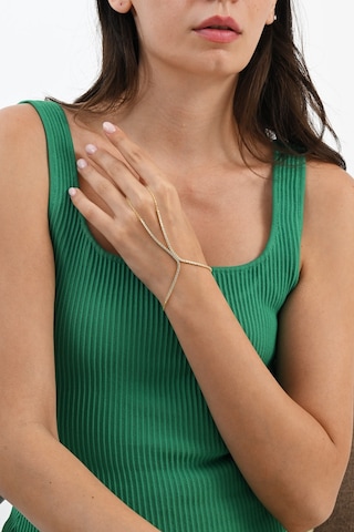 Gümüş Altın Yaldızlı Zirkon Taşlı Su Yolu Modeli Şahmeran Barcode Beyaz - Rose Gold