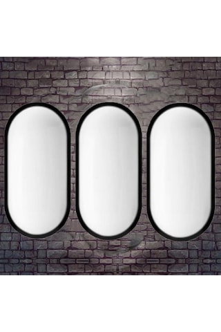 3 Adet 20w Su Ve Nem Geçirmez Siyah Kasa Beyaz Işık 6400k Oval Siyah
