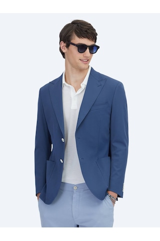 İndigo Desenli Modern Fit Ceket İndigo