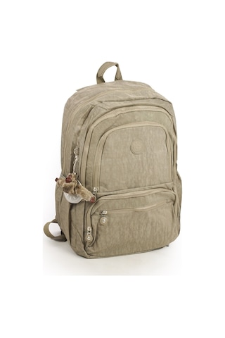 571 Krinkıl / Klinkır Su Geçirmez Hafif Çok Gözlü Spor, Seyahat, Okul, Laptop Sırt Çantası Bej 1g Bej