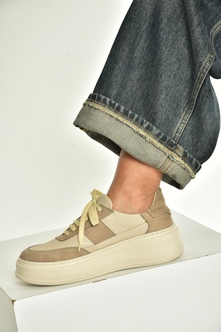 Fox Shoes V274949109 Bej Kalın Tabanlı Spor Ayakkabı Sneakers Bej