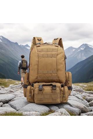 Dashanshop Çok Fonksiyonlu Outdoor Dağcılık Sırt Çantası Army Green Büyük Kapasiteli Günlük Seyahat Kampçılık Hediyeler İçin İdeal Altın